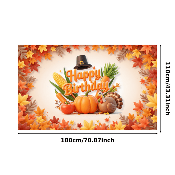 Autumn Leaves Happy Birthday Decorative Pumpkin Celebration Banner for Thanksgiving Indoor Party Seasonal Event