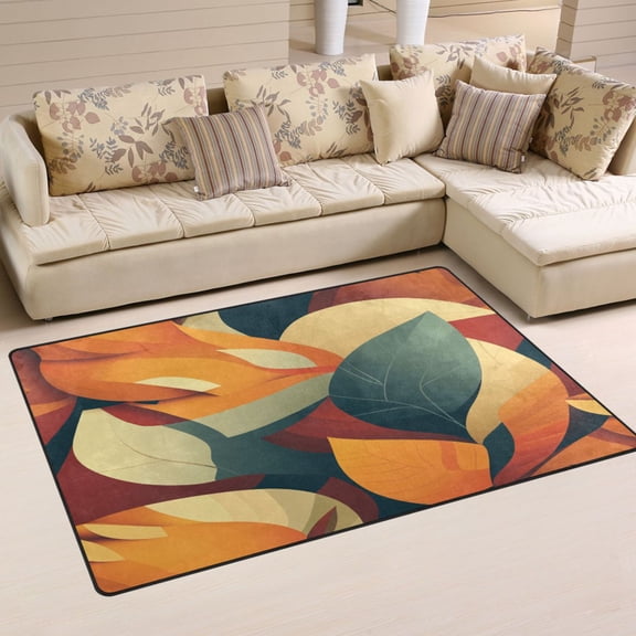 Autumn Leaves Harmony Soft Polyester Area Rug 31''x20'', Non Slip, Memory Foam, Water Absorbent