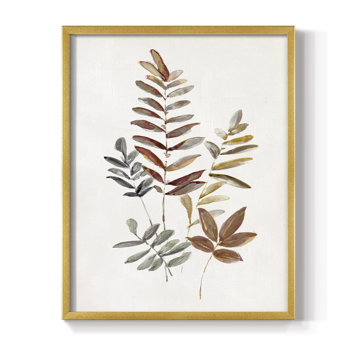 Autumn Leaves I Framed Print in Gold Solid Wood Framed Print No Nail Hanging