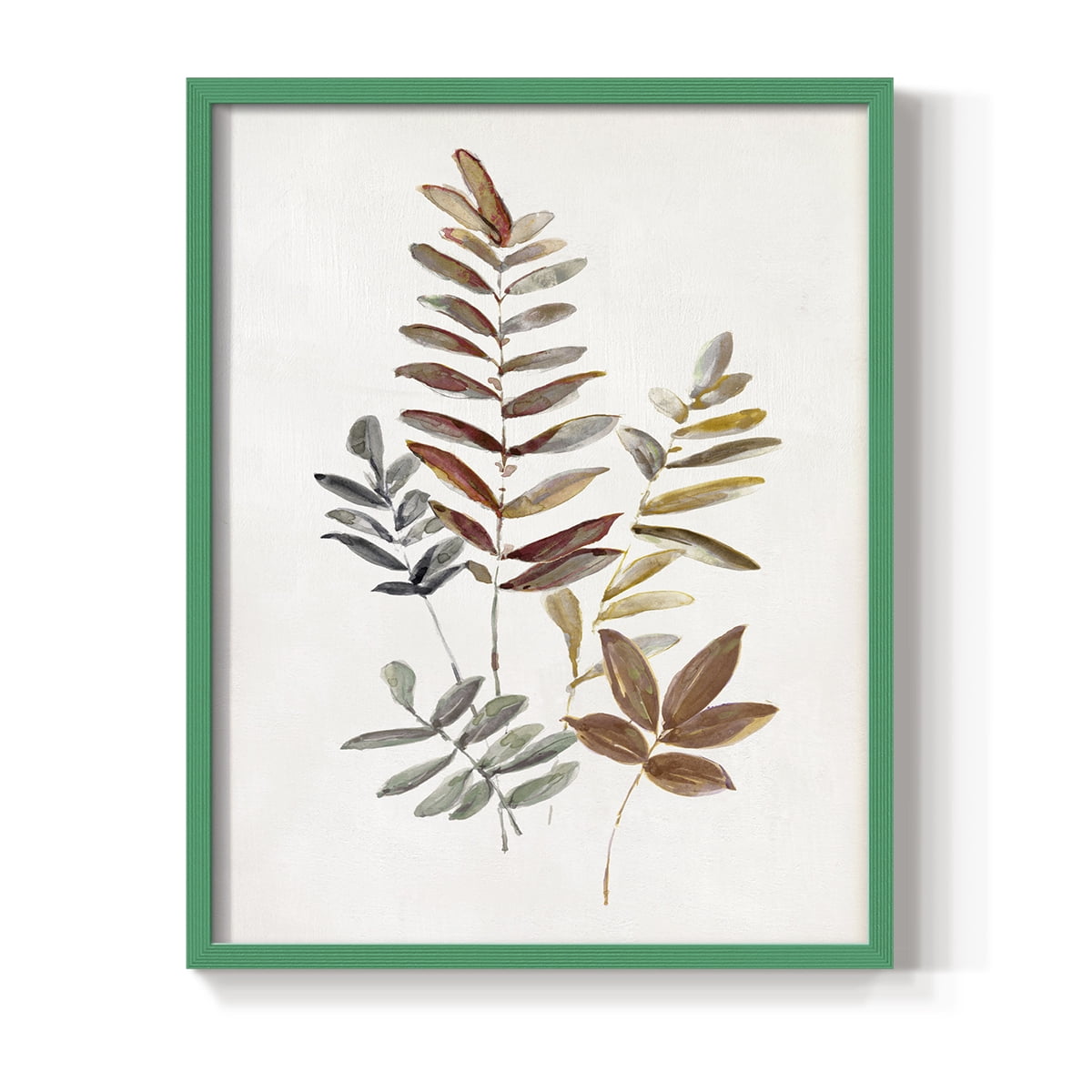 Autumn Leaves I Framed Print in Green Solid Wood Framed Print No Nail Hanging