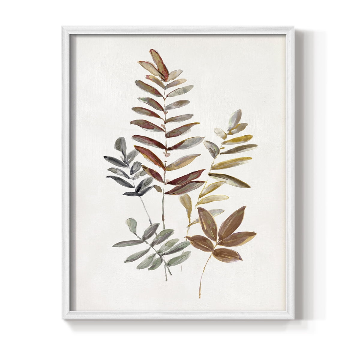 Autumn Leaves I Framed Print in White Solid Wood Framed Print No Nail Hanging