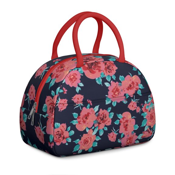 Autumn Leaves Lunch Tote - Seasonal Foliage & Late Blooms, Reusable Insulated Bag for Fall Outings
