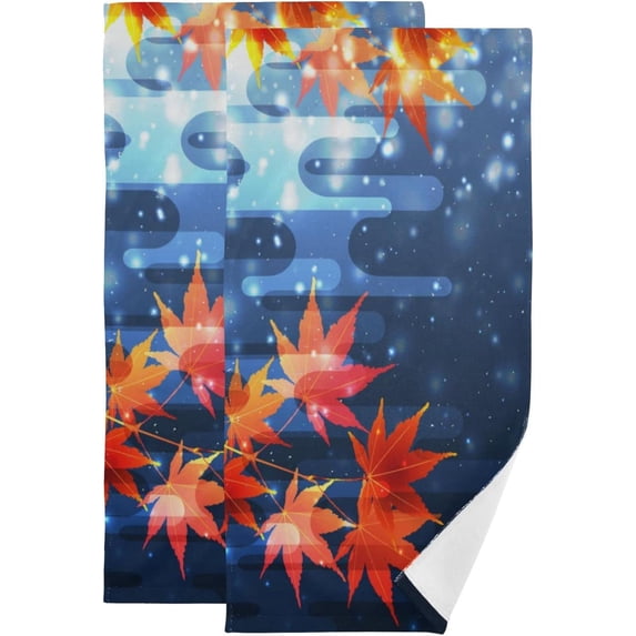 Autumn Leaves Maple Hand Towels 2 PCS, Japanese Fall Scenery Kitchen Towel Ultra Soft and Highly Absorbent,Decorative Fingertip Face Towel for Bathroom Hotel, 28.3"x14.4"