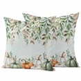 thumbnail image 1 of Autumn Leaves Outdoor Waterproof Pillow Covers, Thanksgiving Sage Green White Pumpkin Decorative Square Throw Pillowcase Sofa Cushion Sham for Patio/Couch/Chair, 16"x16" 2 Pack, 1 of 8
