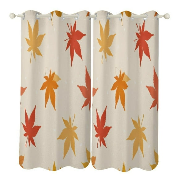Autumn Leaves Pattern 2 Panels Blackout Curtains for Bedroom Living Room Drapes Kitchen Room Window Blackout Curtain Grommet