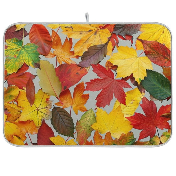Autumn Leaves Pattern Dish Drying Mats Kitchen Mat Microfiber Counter Absorbent Dish Pad Drainer Rack 16"x18"