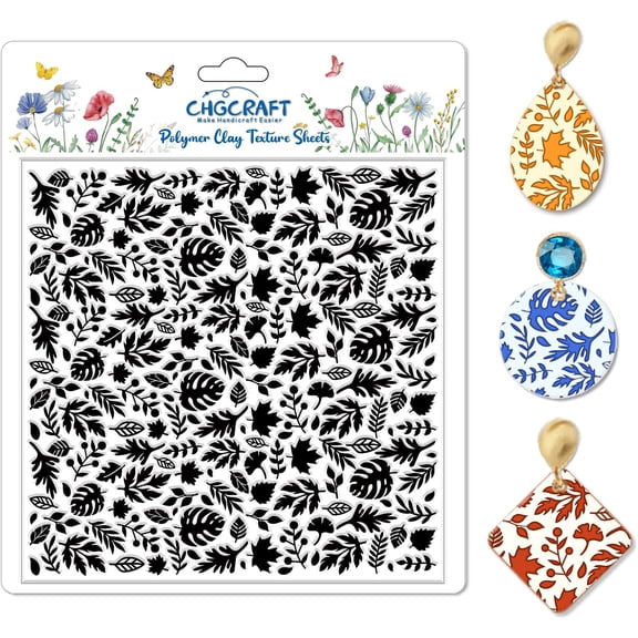 Autumn Leaves Pattern Polymer Clay Texture Sheet Plants and Maple Leaves Silicone Texture Mat