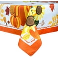 thumbnail image 1 of Autumn Leaves Pumpkin Turkey Sunflower Printed Fabric Tablecloth for Fall/Harvest/Thanksgiving, 60"x102" Oblong/Rectangle Table Cover for Dinner Kitchen Party Holiday Decoration, 1 of 6