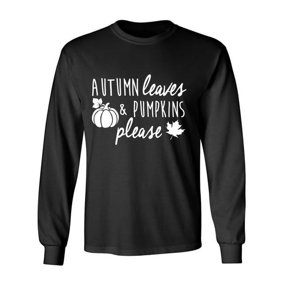 Autumn Leaves & Pumpkins Please Adult Long Sleeve T-shirt