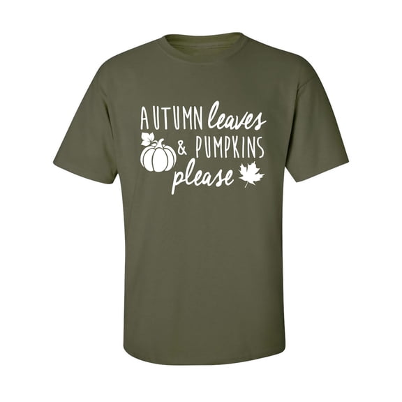 Autumn Leaves & Pumpkins Please Adult Short Sleeve T-shirt