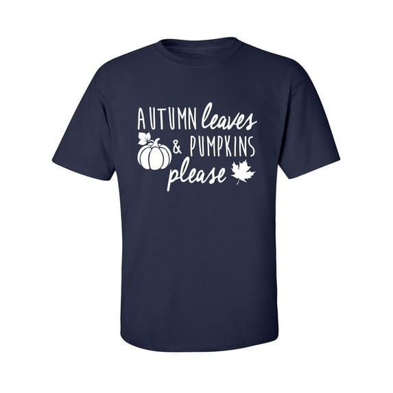 Autumn Leaves & Pumpkins Please Adult Short Sleeve T-shirt