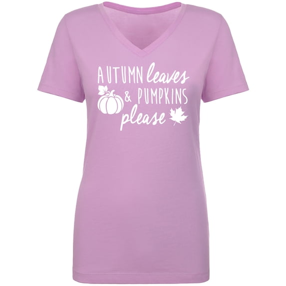 Autumn Leaves & Pumpkins Please Womens V-Neck T-Shirt