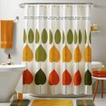 Autumn Leaves Retro Design Shower Curtain Green Yellow Orange Bathroom