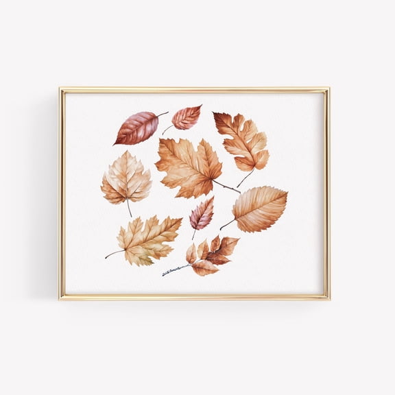 Autumn Leaves Rustic Fall Wall Art, Stretched Canvas Size 8x12
