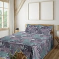 thumbnail image 1 of Ambesonne Autumn Leaves Fitted & Flat Sheet with Shams 4 Pcs Set, Neutral Ferns Pattern, Queen, Cadet Blue Lilac Eggplant, 1 of 1