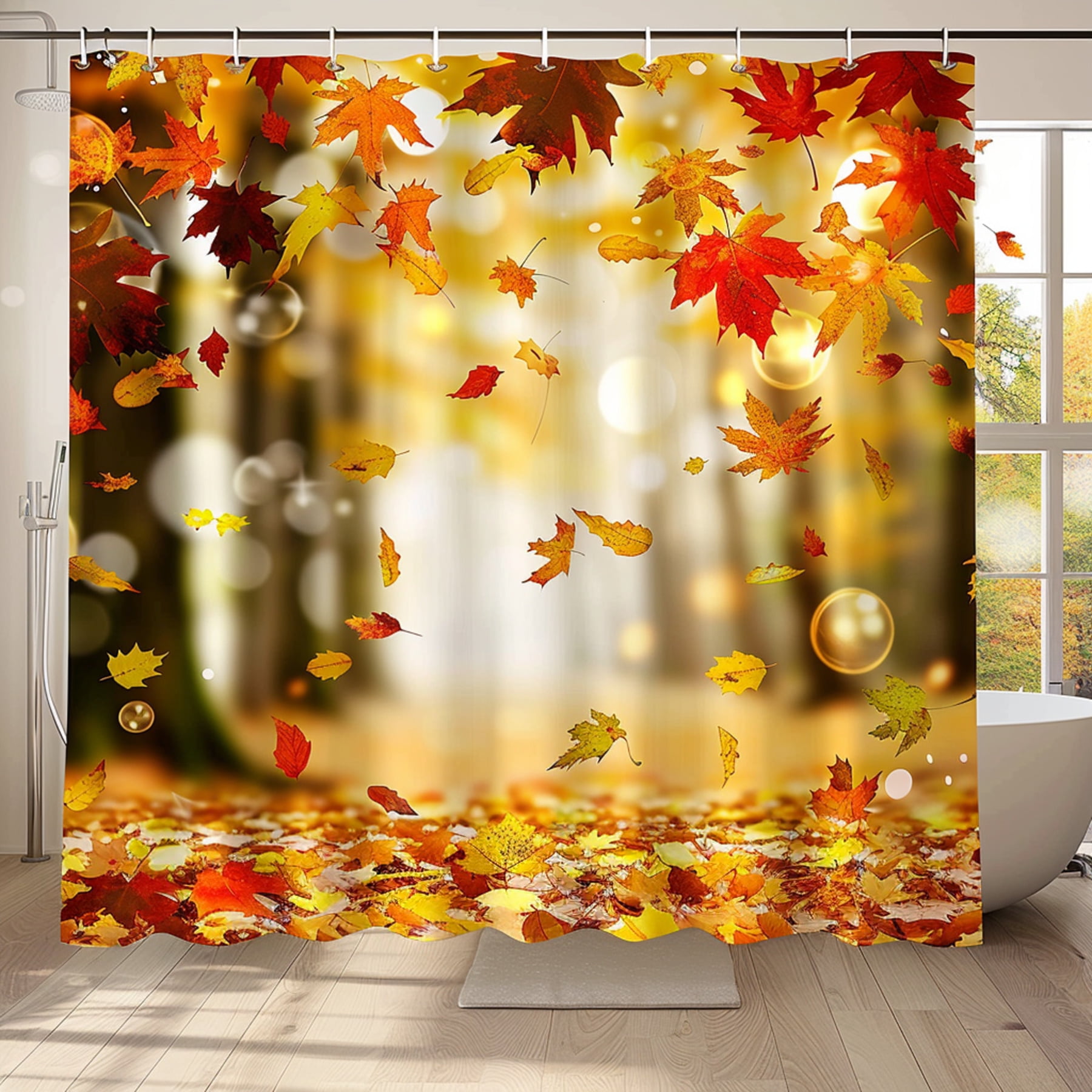 Autumn Leaves Shower Curtain Fall Themed Bathroom Decor with Vibrant ...