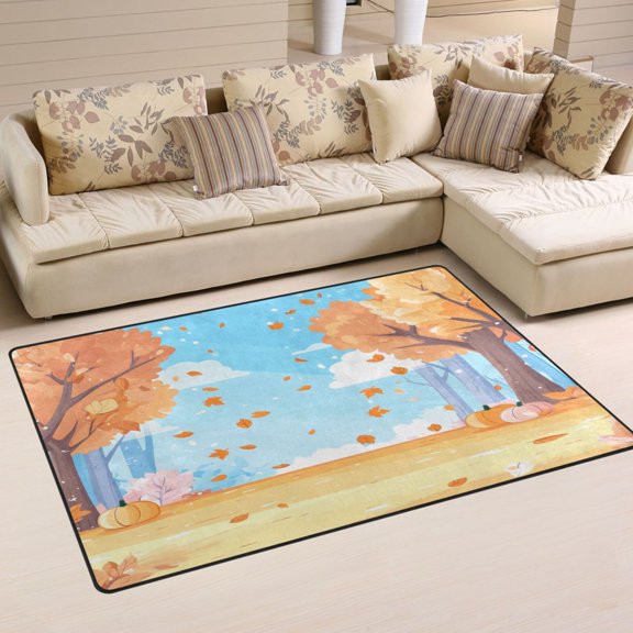 Autumn Leaves Soft Polyester Area Rug 31''x20'', Non Slip, Memory Foam, Water Absorbent