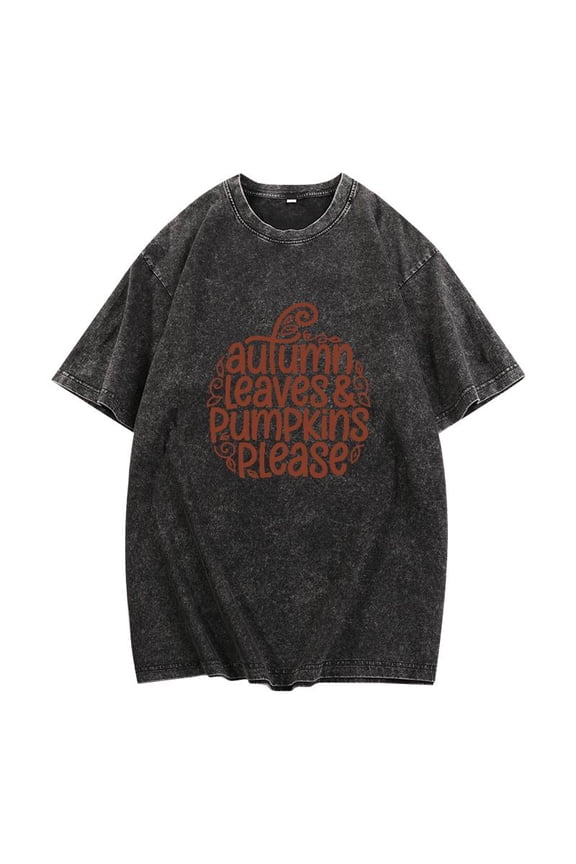 Autumn Leaves T Shirt - Vintage Washed Fall Graphic Tee, Pumpkin Patch Comfortable Cotton Tops, Distressed Retro Seasonal Cozy Shirt, Size S-XXL