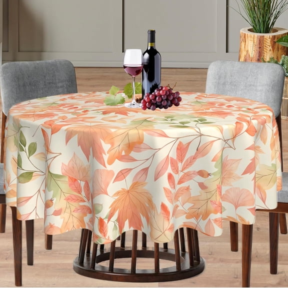 Autumn Leaves Tablecloth 60 inch Round, Durable Table Cover for Kitchen Dining Room, Holiday Tablecloth for Party Dinner