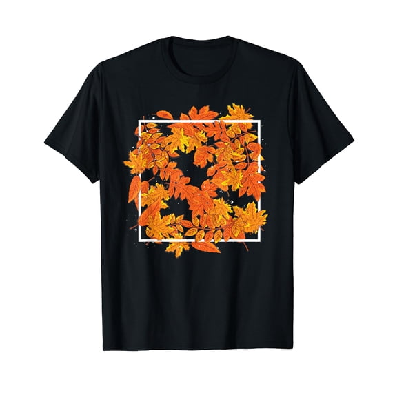 Autumn Leaves Thanksgiving Nature Forest Botanical Fall Black T-Shirt
