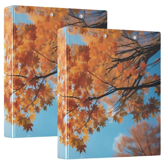 Autumn Leaves Tree Hardcover 3 Ring Binder 1.5 inch Round Rings with Interior Pockets Binders Organizer Office School 2 Pack