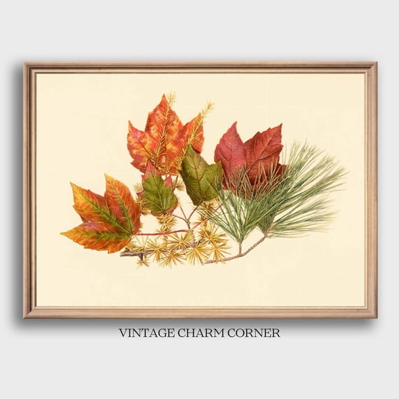 Autumn Leaves Vintage Botanical Cottagecore Unframed Paper Print