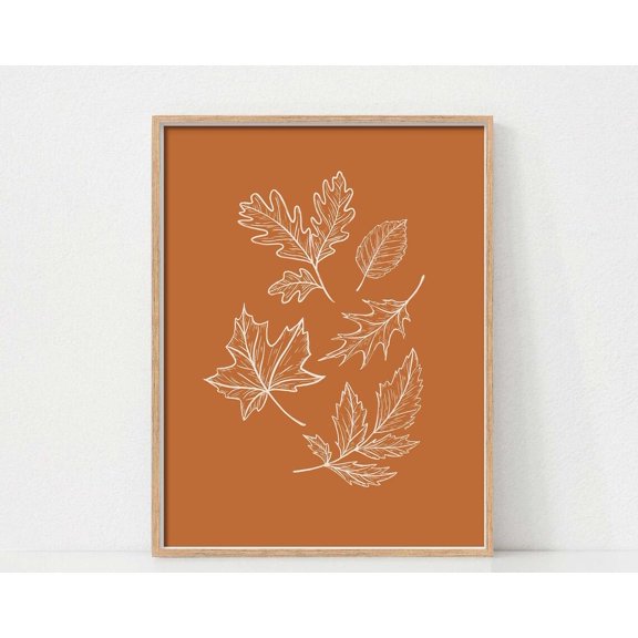 Autumn Leaves Wall Art, Fall Print,Autumn Wall Decor, Boho Fall Print, Fall Leaves Print, Minimalist Autumn Art Wall Art, Modern Wall Decor, 12x18 UNFRAMED