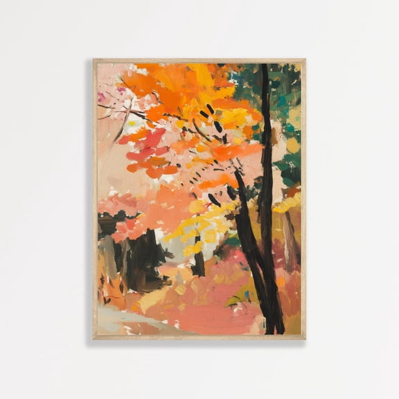 Autumn Leaves Wall Art Vintage Farmhouse Landscape Home Decor Unframed Paper Print