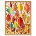 thumbnail image 1 of Autumn Leaves With Multicoloured Patterns Folk Art Watercolour Painting Art Print Framed Poster Wall Decor 12x16 inch, 1 of 5