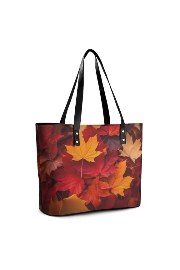 Autumn Leaves Woman Leather Handbags Large Tote Bag Fashion Portable Handbags With Zipper