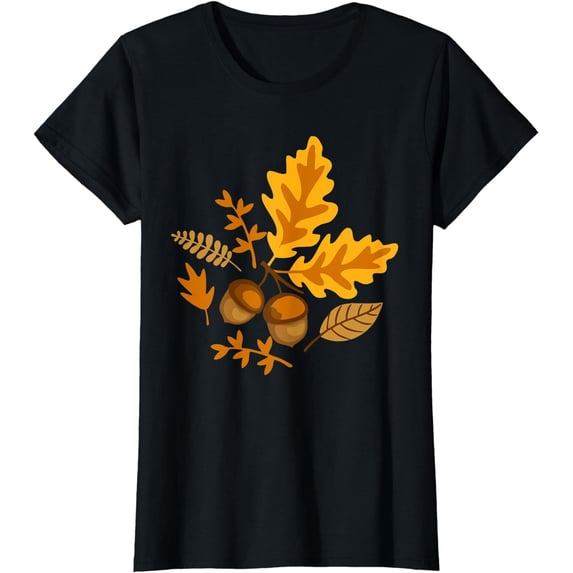 Autumn Leaves and Acorns Fall for Women Thanksgiving Cute T-Shirt