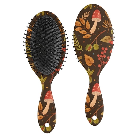 Autumn Leaves and Fall Mushrooms Pattern Hair Brush,Girls Detangling Hair Brush,Glide Through Tangles with Ease for Wet & Dry Hair