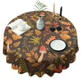 thumbnail image 1 of Autumn Leaves and Fall Mushrooms Pattern Round Tablecloth 60" X 60",Wrinkle Wipeable Table Cloth for Kitchen Dining Room Picnic Patio Party, 1 of 6