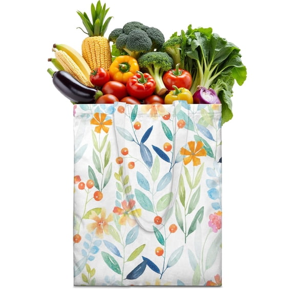 Autumn Leaves and Floral Canvas Tote – Rustic Country Style Shopping Bag