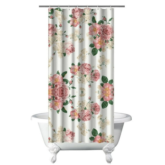Autumn Leaves and Floral Shower Curtain 36x72, Rustic Botanical Theme, Quick-Dry Polyester with Vintage Accents