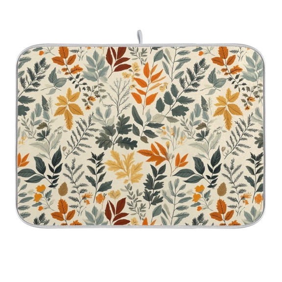 Autumn Leaves and Foliage Dish Drying Mat 16x18 Absorbent Microfiber Draining Rack Pad for Kitchen Counter Sink