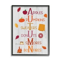 Autumn Letters Seasonal Words Holiday Graphic Art Black Framed Art Print Wall Art