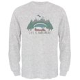 thumbnail image 1 of Autumn Life is Unbearable Bear Pun Mens Long Sleeve T Shirt Light Heather Grey SM, 1 of 1