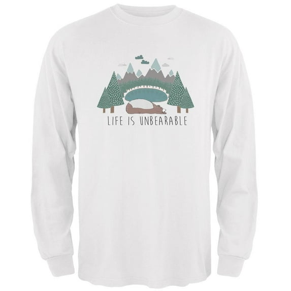 Autumn Life is Unbearable Bear Pun Mens Long Sleeve T Shirt White X-LG