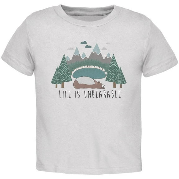 Autumn Life is Unbearable Bear Pun Toddler T Shirt White 4T