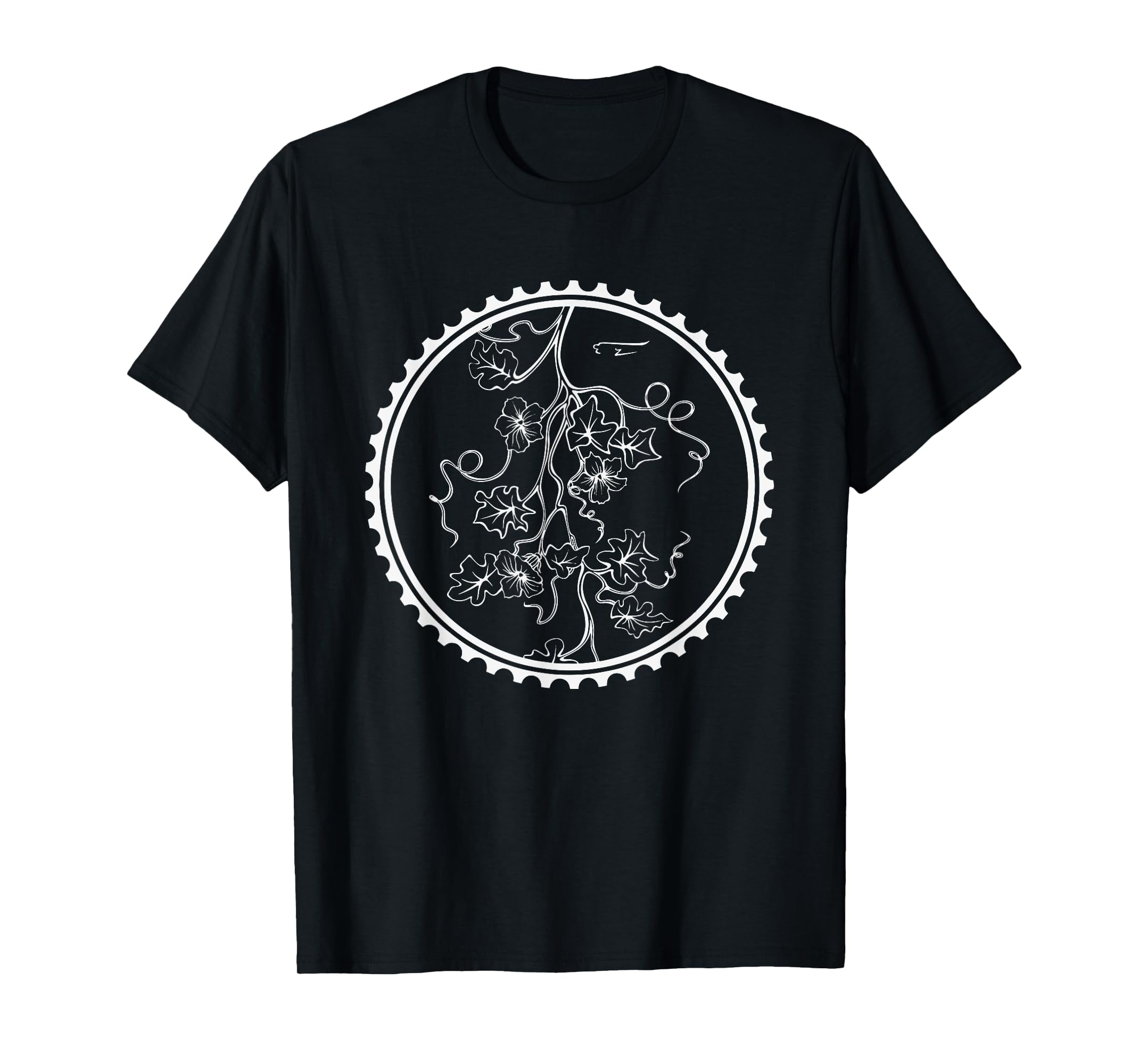 Autumn Line Art Aesthetic Pumpkin Leaves and Squash Blossoms TShirt