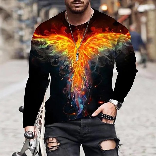 Autumn Long Sleeve Men‘s Tshirt Fashion Hip Hop Graphic 3D Printed