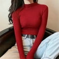 thumbnail image 1 of Autumn Long Sleeve Women's Sweaters Thin Turtleneck Stretch Matte Blue Knitted Pullover Sweater Tops Free Size Style 2-wine red One Size, 1 of 6