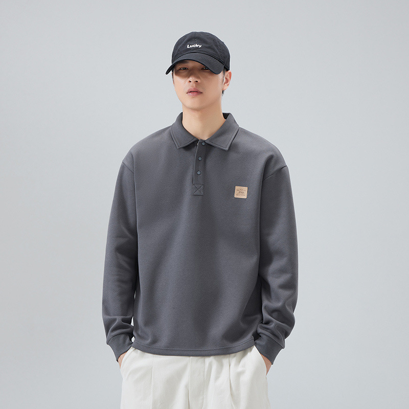 Autumn Longsleeved Shirt Men‘s Loose Casual Heavy Hoodie with Pocket