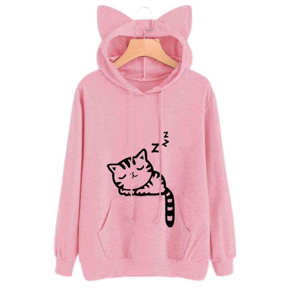 Pink cat hoodie hotsell