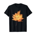thumbnail image 1 of Autumn Lover Yellow Watercolor Leaf Trendy Cotton Black T-Shirt, 1 of 5