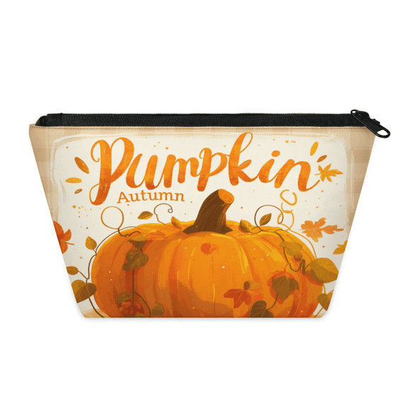 Autumn Makeup Bag with Zipper Fall Leaves Pattern Cosmetic Organizer for Travel, Thanksgiving, Mothers Day, Birthday Gifts