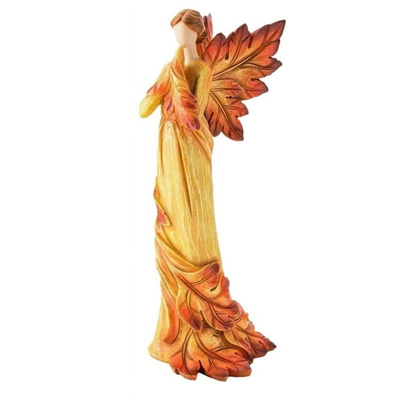 Autumn Maple Leaf Angel Statue Desktop Ornaments Garden Home Office Decoration,Standing Angel