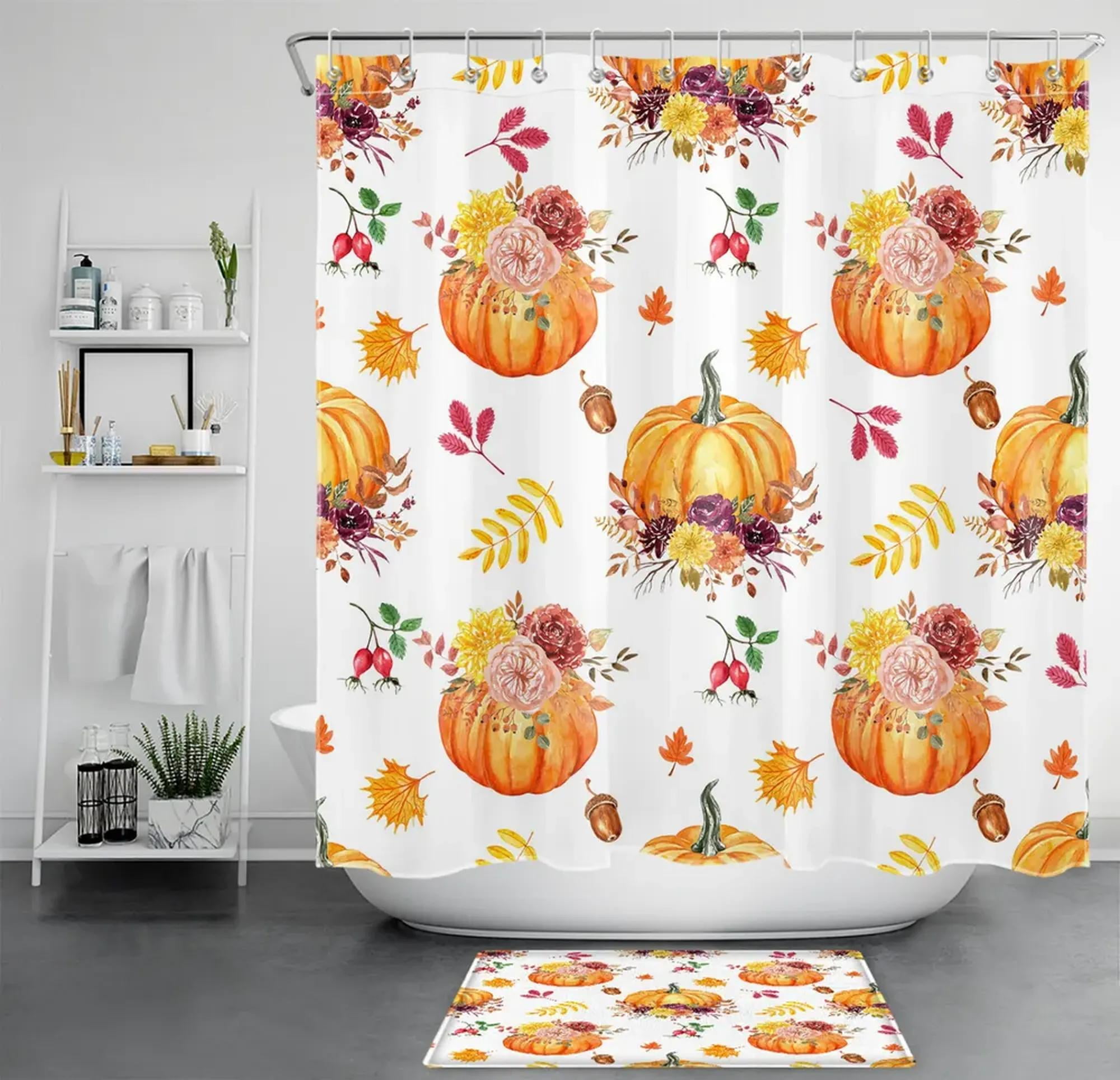 Autumn Maple Leaf Bathroom Decor Rustic Fall Foliage Shower Curtain