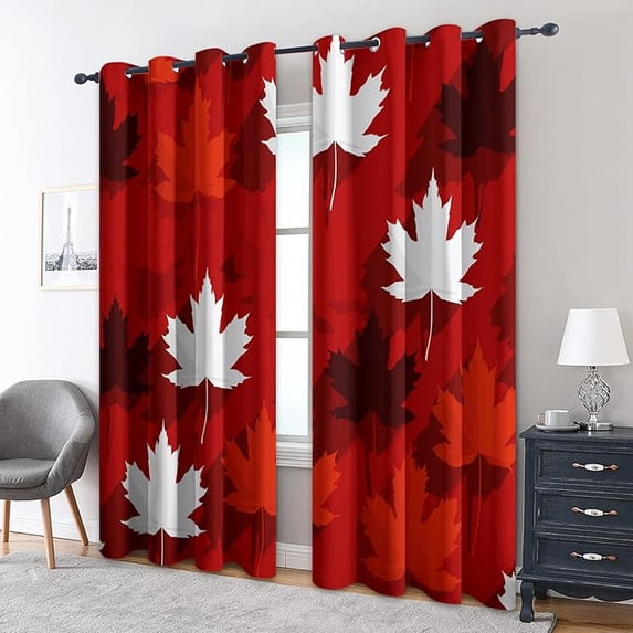 Autumn Maple Leaf Blackout Curtains for Bedroom Decor, Fall Leaf ...